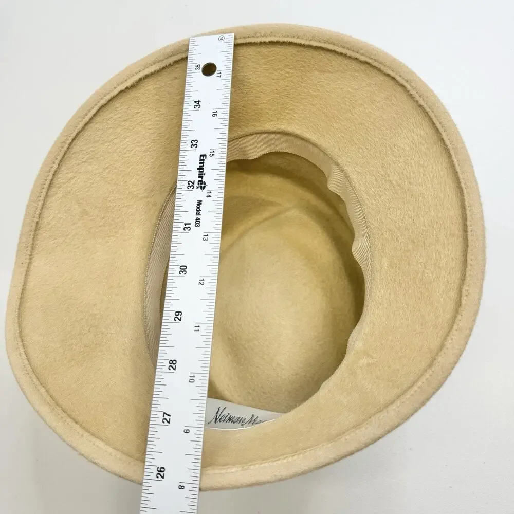 Vintage Fur Felt Cloche Hat Beige Bow Accent Style Women’s England